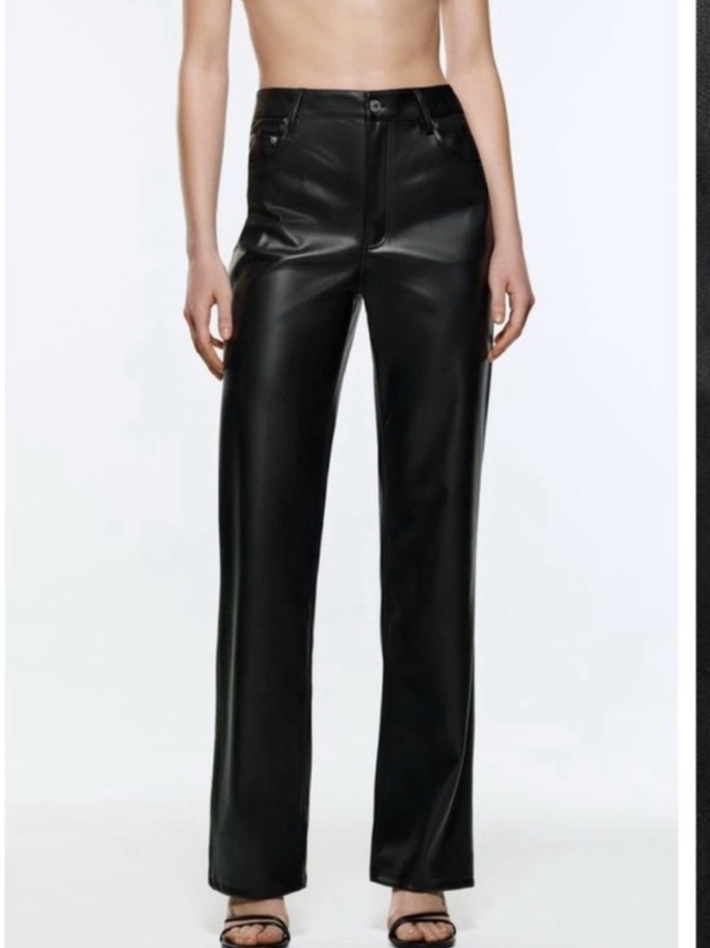 Zara ZW Collection Faux-Leather Straight-Leg Pants